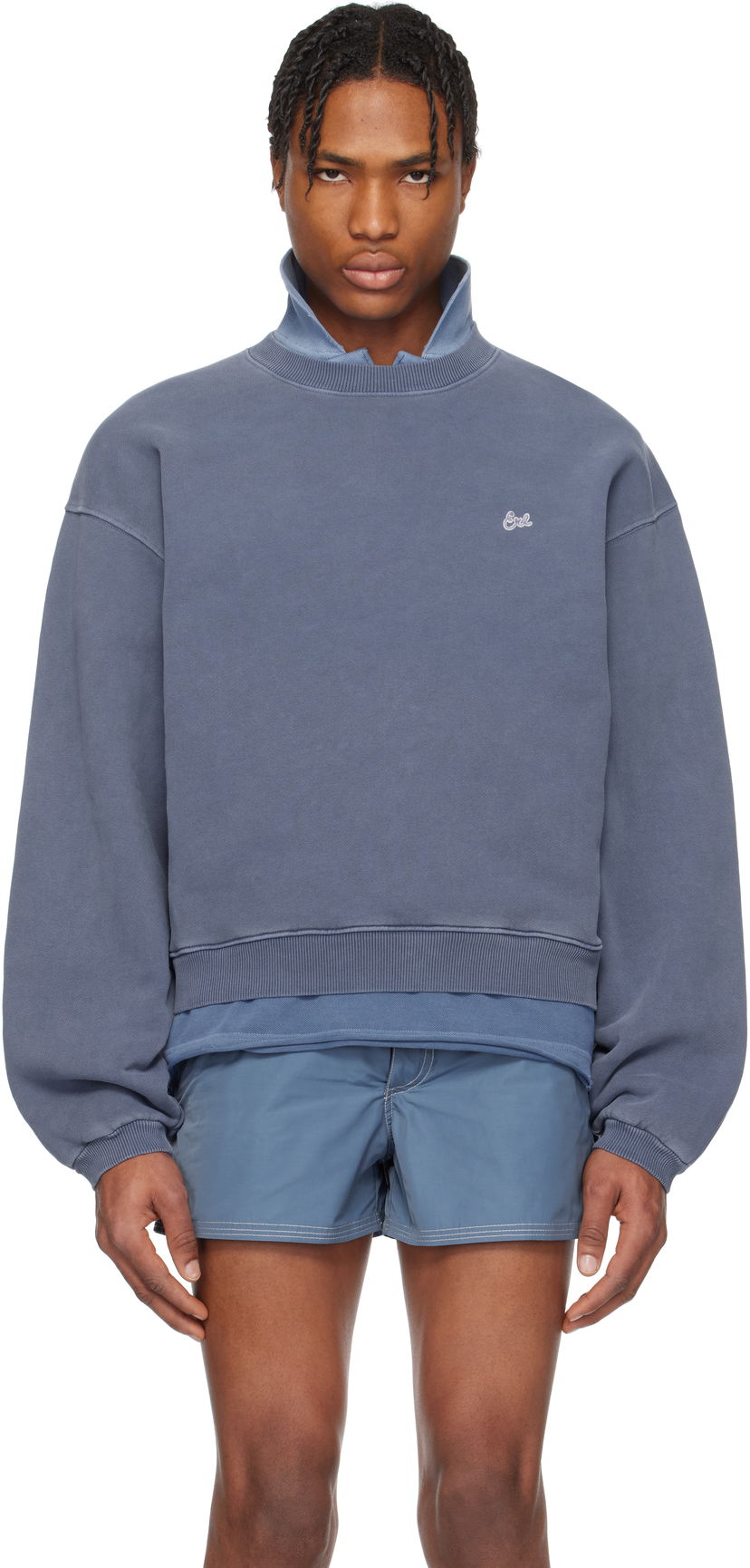 Džemper ERL ERL Crewneck Sweatshirt Plava | ERL10T027