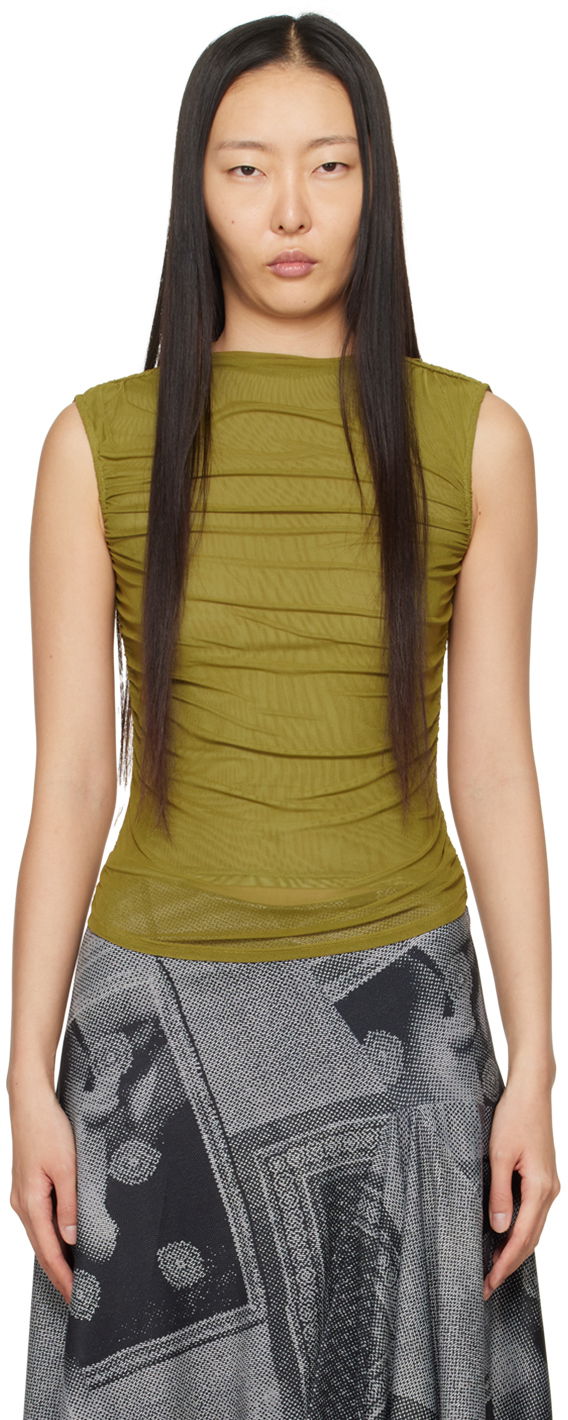 Majica bez rukava Miaou Miaou Cam Ruched Tank Top Zelena | 7093PM2CED