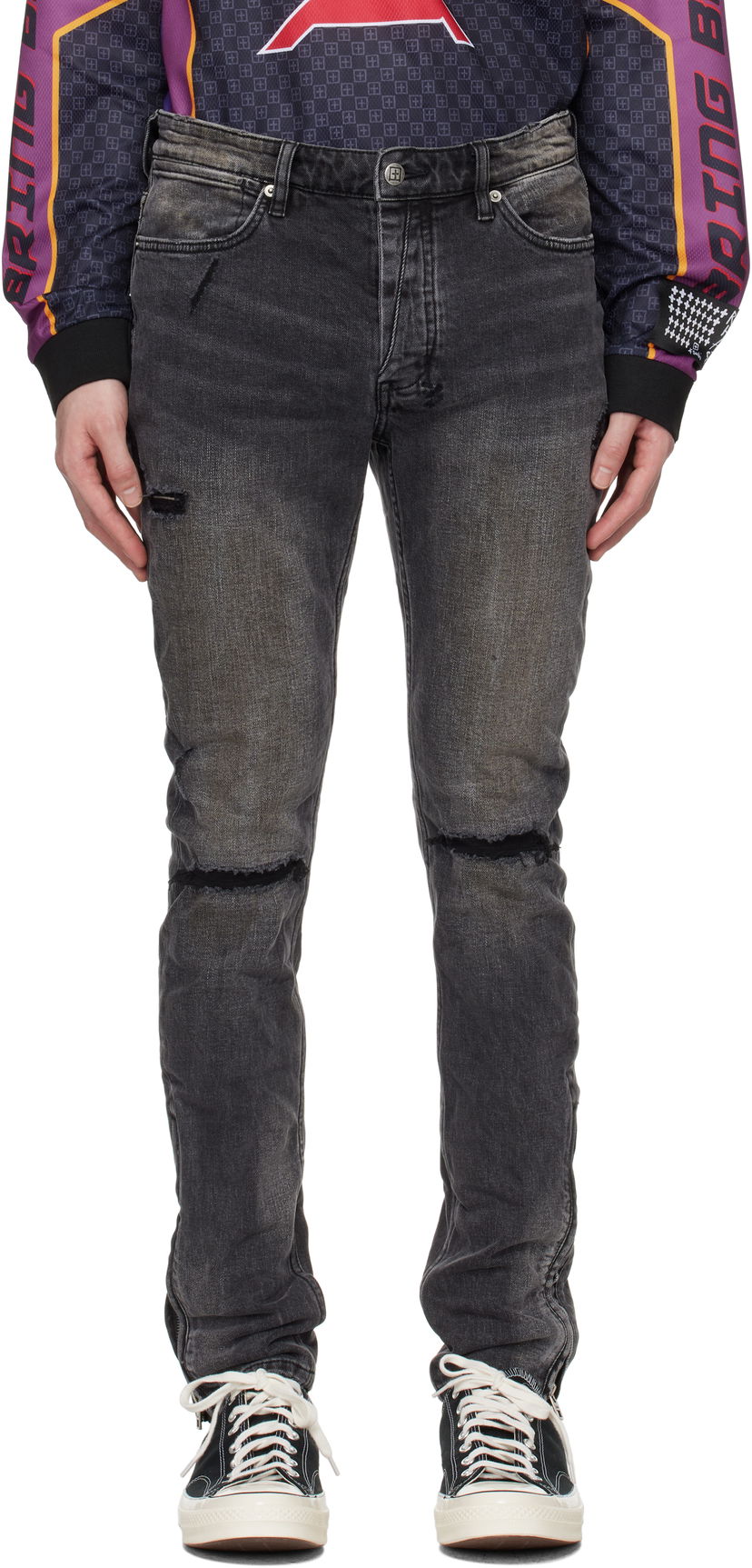 Jeans Ksubi Ksubi Van Winkle Distressed Slim Jeans Crna | MSP25DJ019