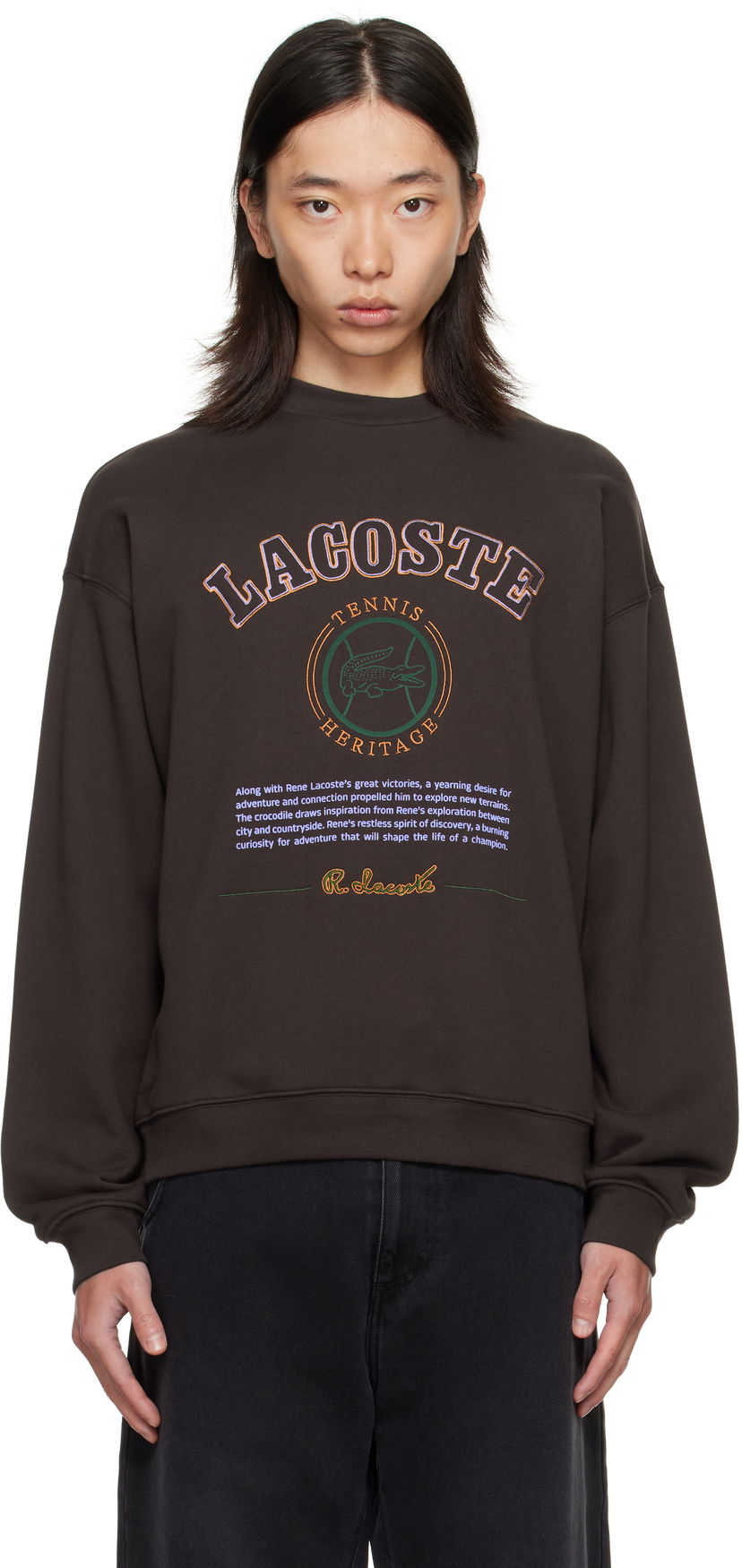 Dukserice Lacoste Embroidery Fleece Heritage Sweatshirt Smeđa | SH5888_SKB