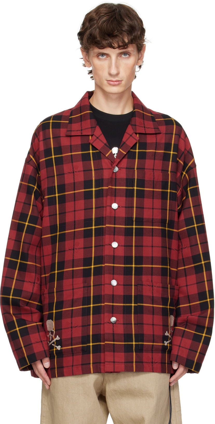 Košulja Mastermind WORLD Plaid Shirt Jacket Crvena | MW24S13-SH005-021