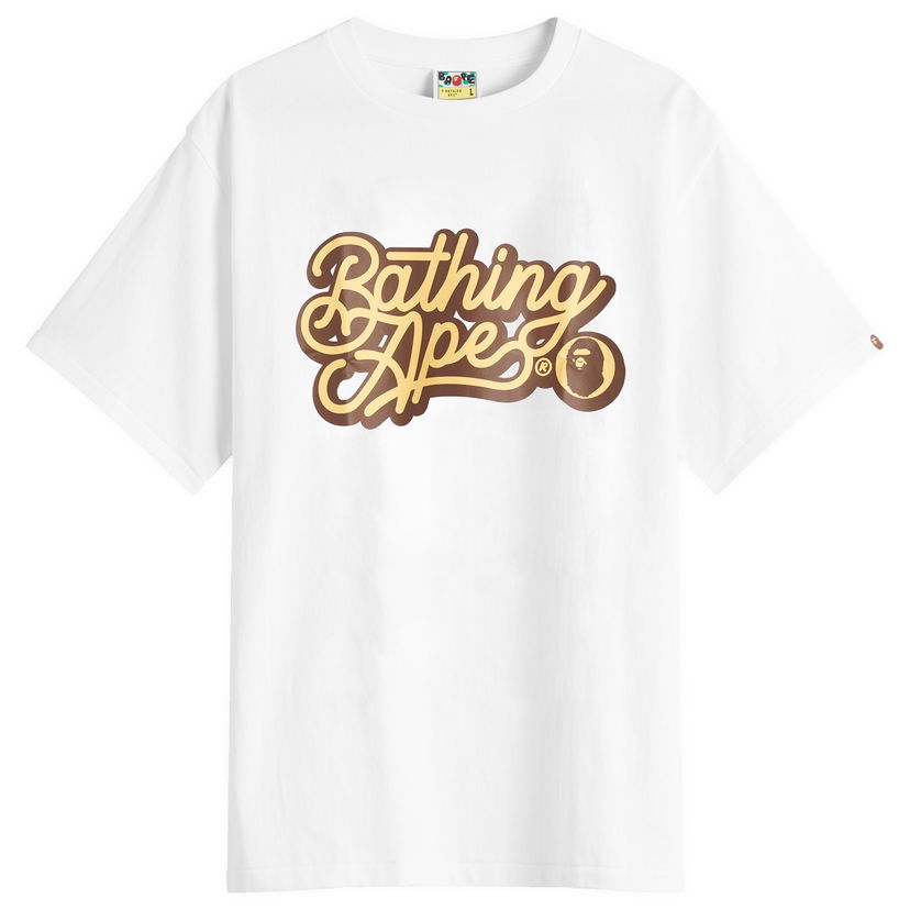 Majica kratkih rukava BAPE Bathing Ape Script Logo T-Shirt, Size Large Bijela | 001TEL301055M-WBN
