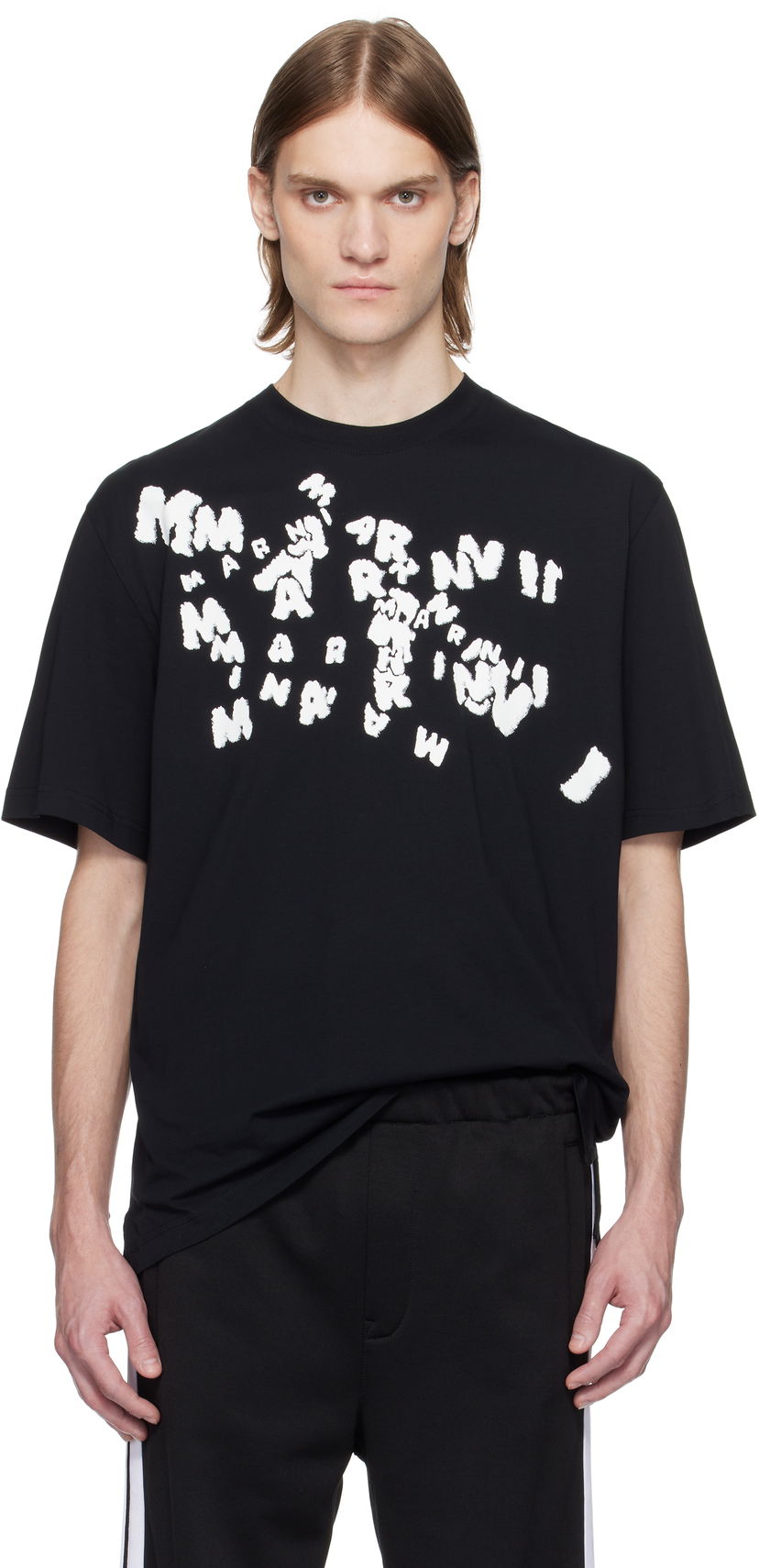 Majica kratkih rukava Marni Marni 'Marni' Caos Logo T-Shirt Crna | HUMU0287P0 USCX49
