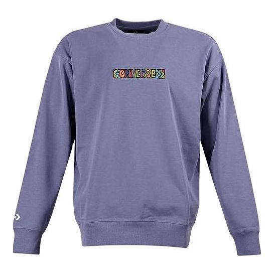 Dukserice Converse Embroidered Workmark Fleece Crew Ljubičasta | 10023777-A02