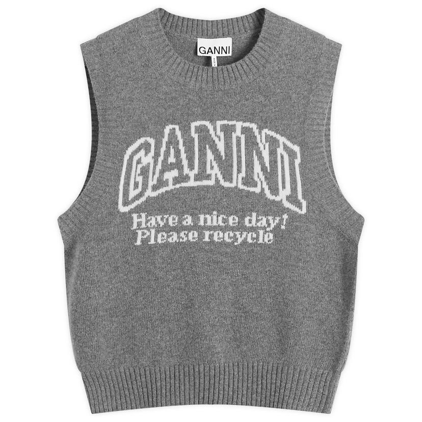 Džemper GANNI Wool Vest Frost Gray Siva | K2308-523