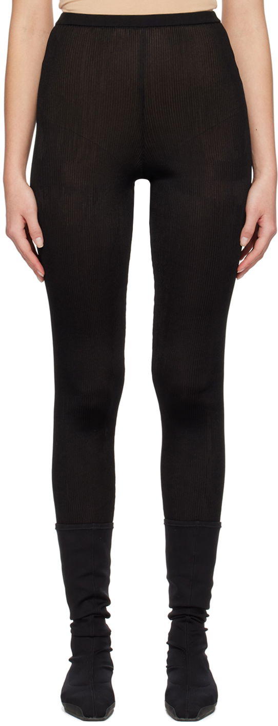 Tajice The Row Ribbed Stirrup Leggings Crna | 7055-Y80