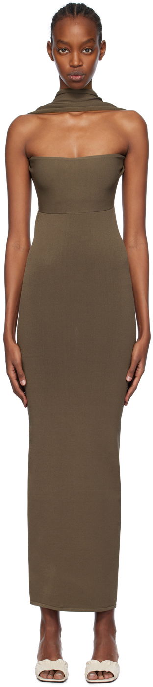 Haljina TOTEME Totême Slip-Through Midi Dress Zelena | 241-WRD1093-YA0028