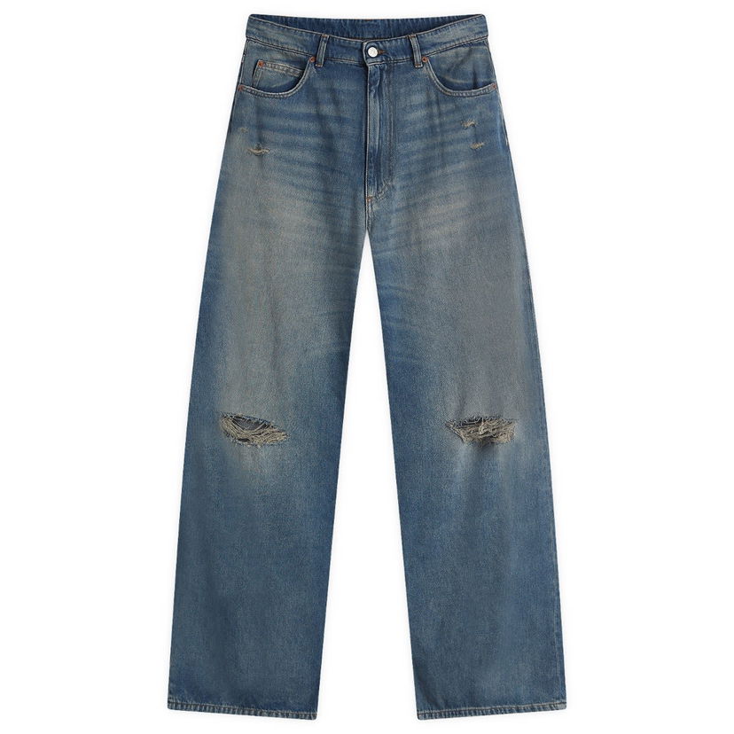 Jeans Maison Margiela MM6 Maison Margiela Wide Leg Distressed Jeans 28" Plava | SH0LA0014-M30017-994