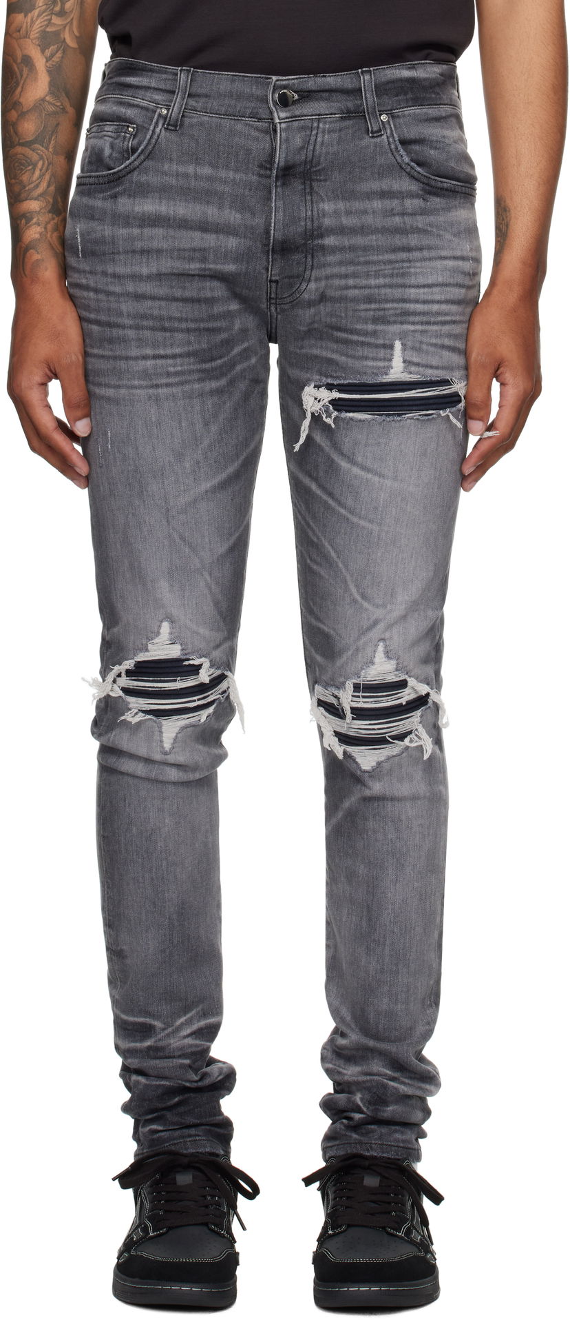 Jeans AMIRI AMIRI MX1 Jeans with Suede Patches Siva | AMDNSY1158