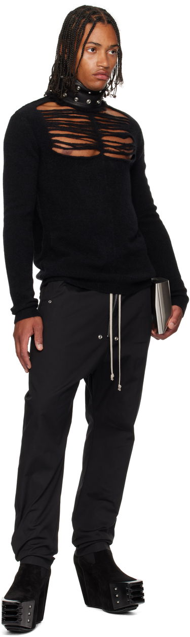 Džemper Rick Owens Rick Owens Concordians Long Sleeve Grid Knit Sweater Crna | RU02E1670 KGRIDP, 3