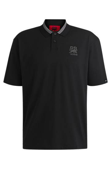 Polo majica BOSS HUGO x RB Stretch-Cotton Polo Shirt Crna | 50542748