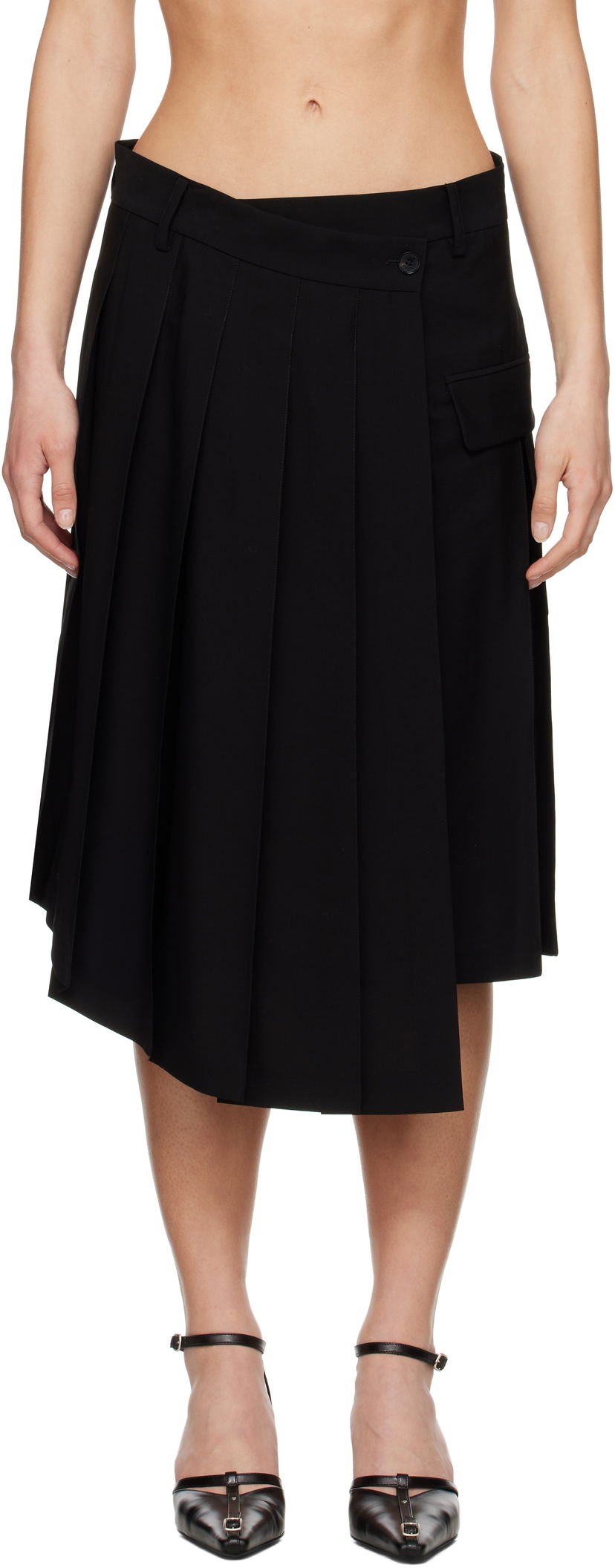 Suknja Feng Chen Wang Feng Chen Wang Pleated Midi Skirt Crna | FUS19SK01B