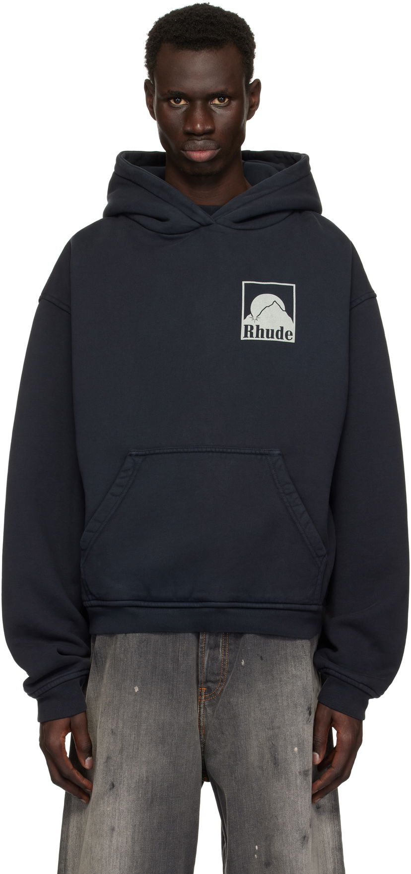 Dukserice Rhude Rhude Moonlight Badge Hoodie Tamnoplava | RHPS25HO05012