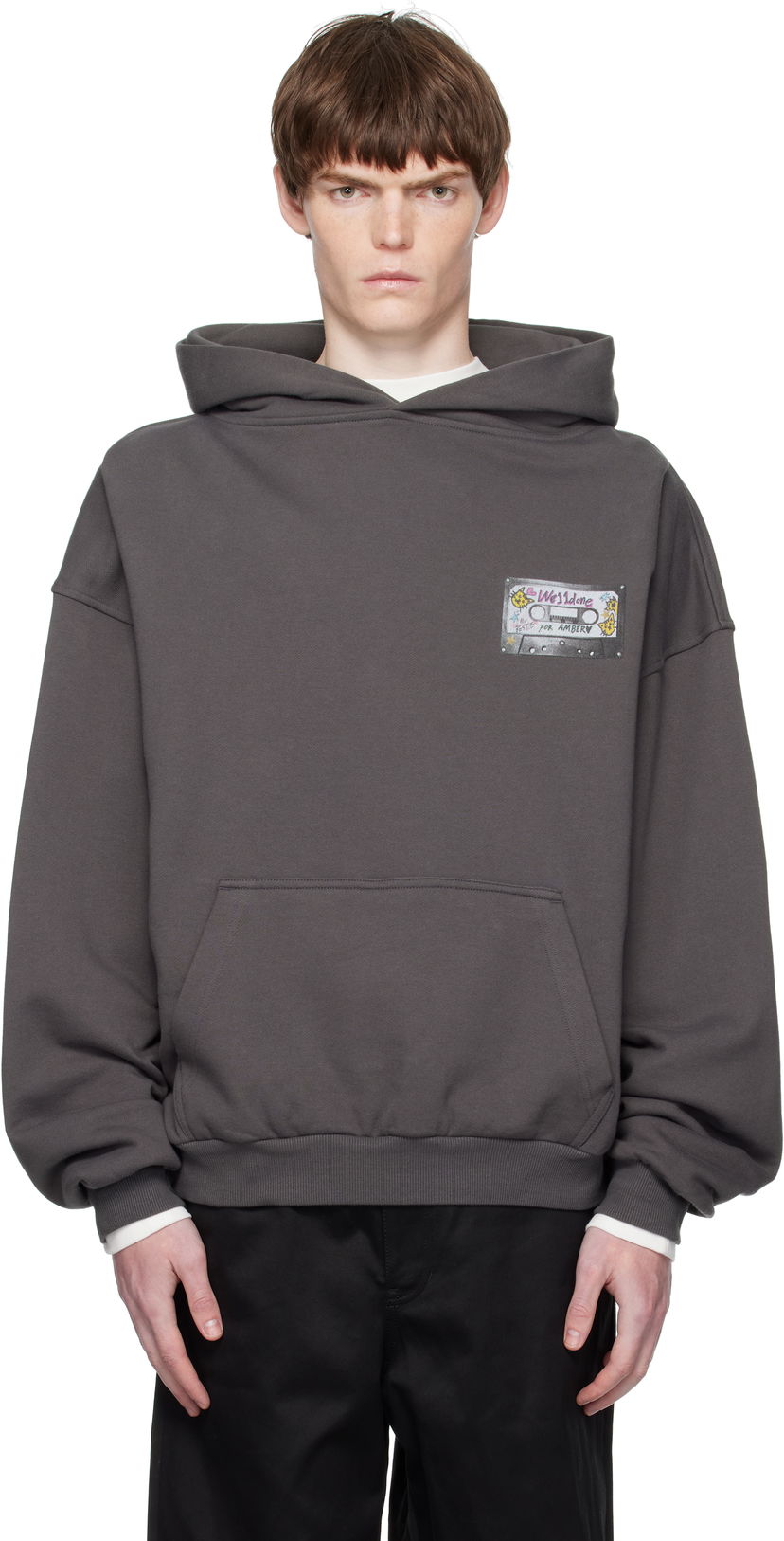 Dukserice We11done We11done Cassette Tape Print Hoodie Siva | WD-TH2-25-834-U-CH