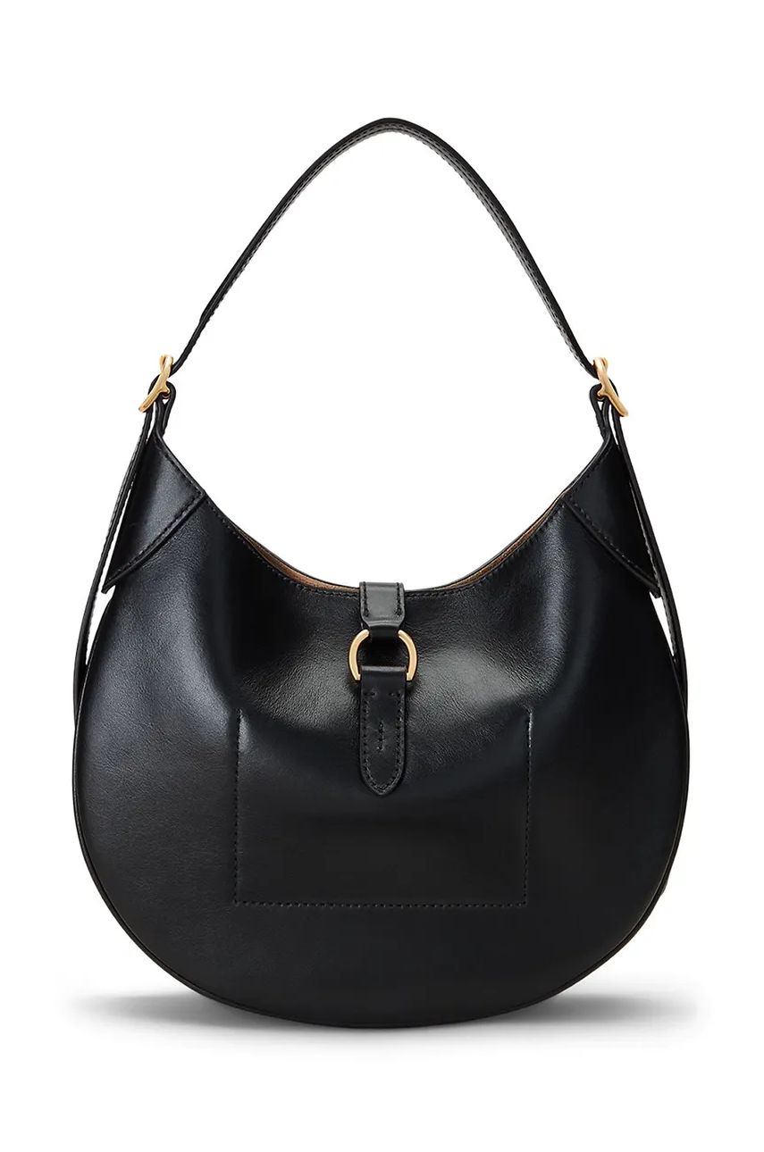 Ručna torbica Polo by Ralph Lauren Leather Hobo Bag Crna | 428944017, 1