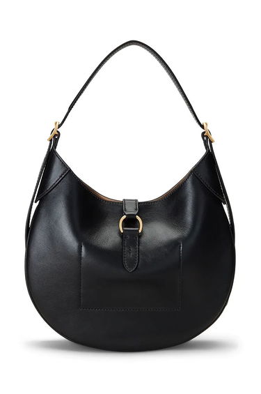 Ručna torbica Polo by Ralph Lauren Leather Hobo Bag Crna | 428944017, 1