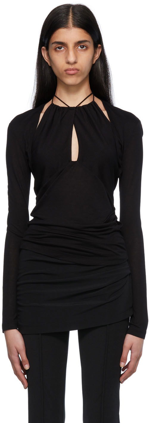 Majica bez rukava Helmut Lang Halter Longsleeve Top Crna | Ls Halter Top