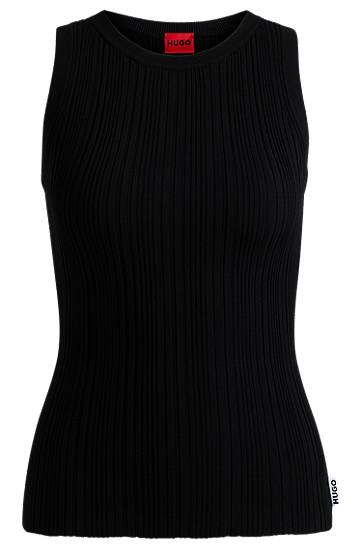 Džemper BOSS HUGO Women's Slim Fit Sleeveless Ribbed Top Crna | 50514301