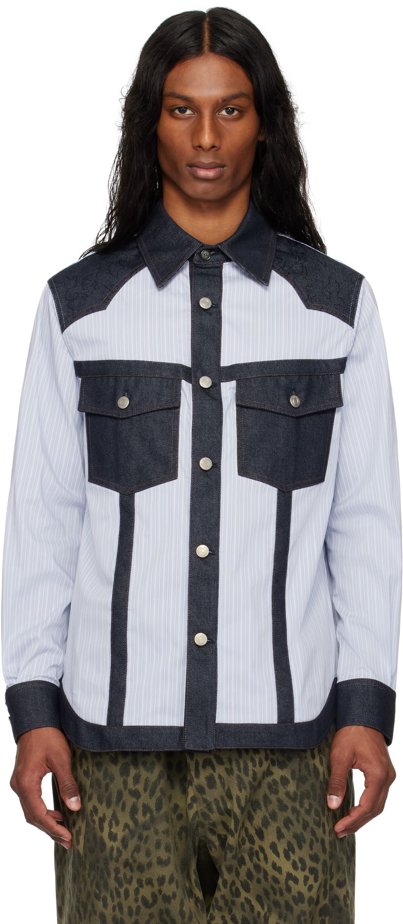 Košulja Andersson Bell Andersson Bell Denim & Stripe Shirt Plava | atb1274m