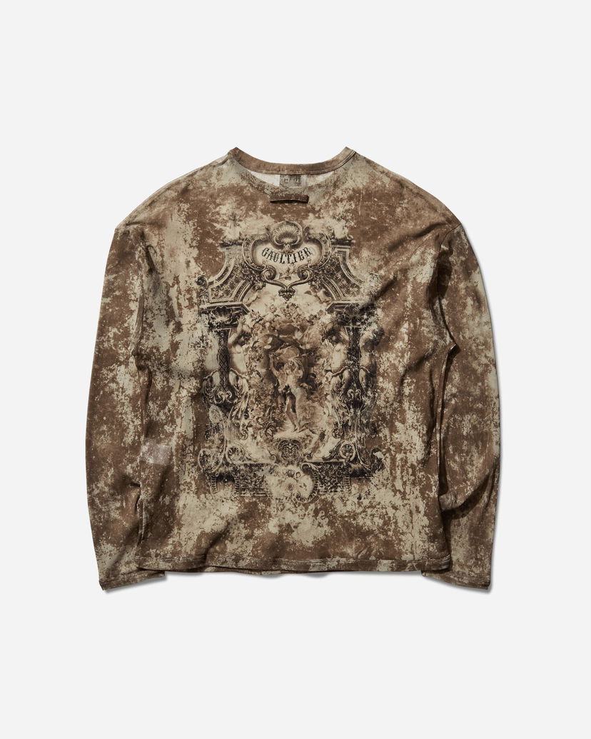 Majica kratkih rukava Jean Paul Gaultier Oversized Medallion Graphic Longsleeve Top Smeđa | 2503WTO340M006 P6965