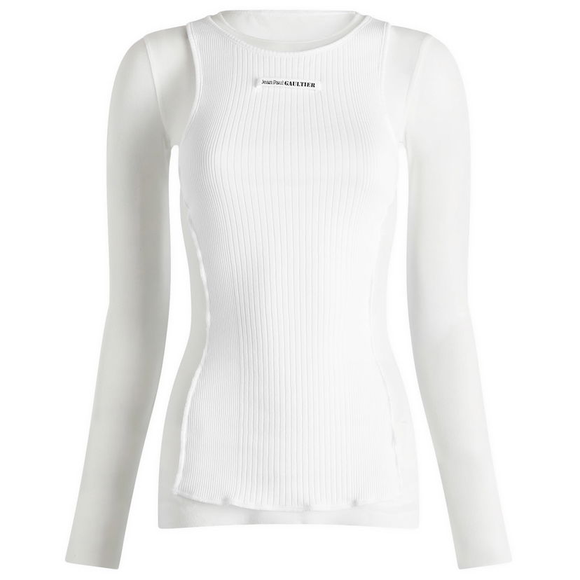 Majica bez rukava Jean Paul Gaultier Gaultier Logo Layered Vest Bijela | 2430FTO193BT0010101
