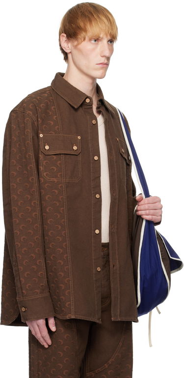 Jakna Marine Serre Marine Serre Moon Jacquard Twill Overshirt Smeđa | USI030A CWOV0063, 1