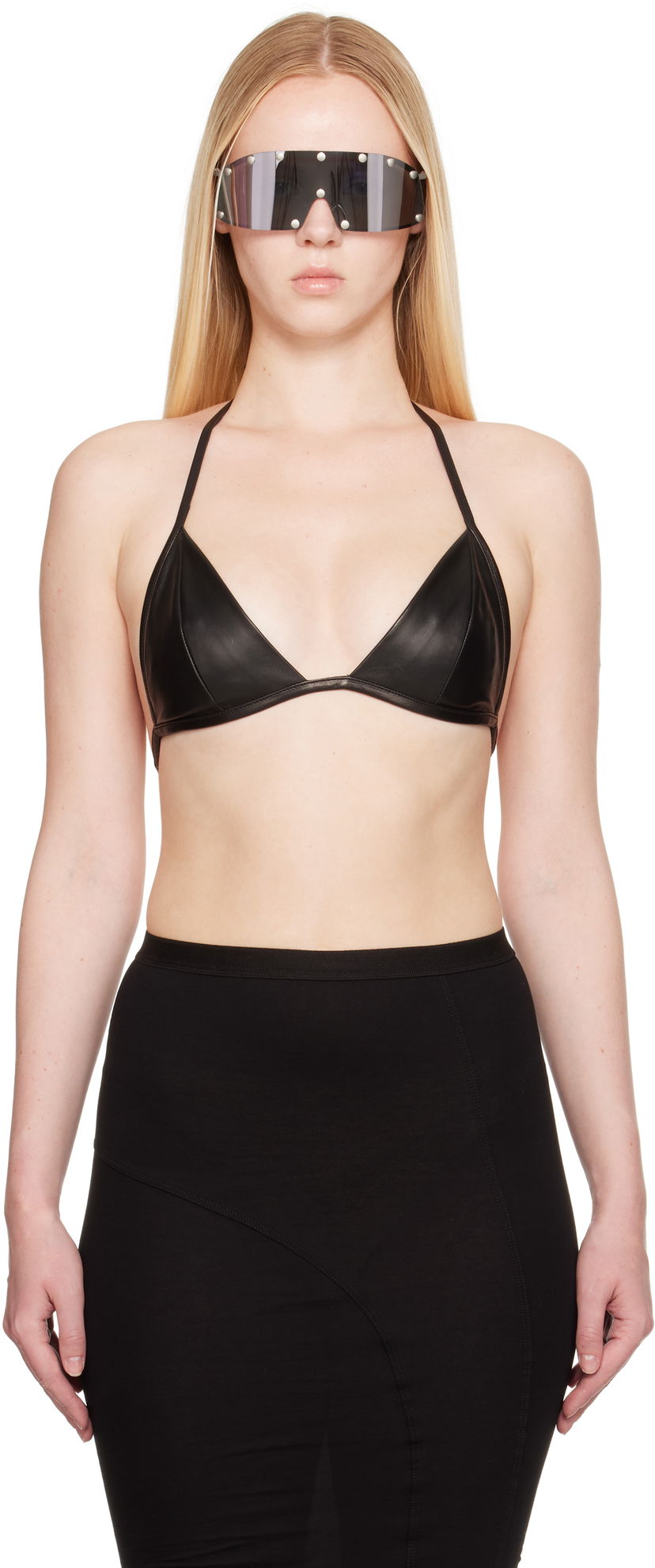 Grudnjak Rick Owens Rick Owens Hollywood Leather Bra Crna | RO01E7091 LBY