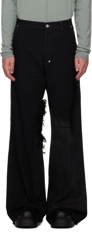Jeans Rick Owens Concordians Joris Wide-Leg Distressed Jeans Crna | RR02E1308 BBCL, 0