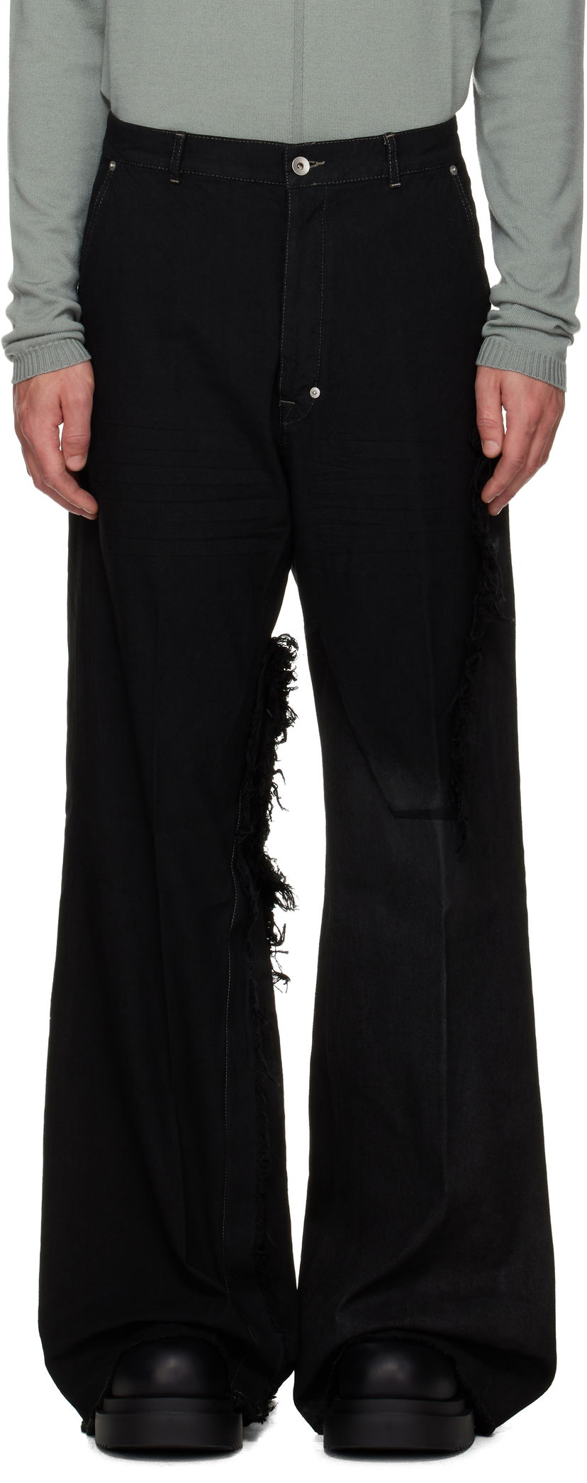 Jeans Rick Owens Concordians Joris Wide-Leg Distressed Jeans Crna | RR02E1308 BBCL