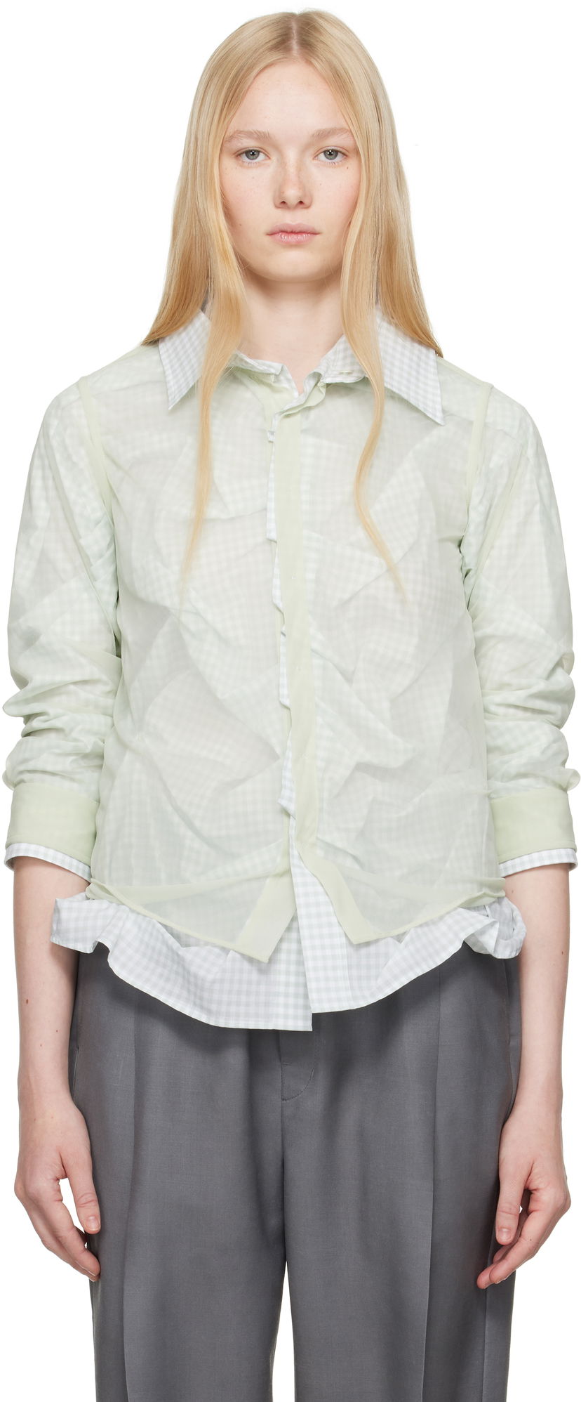 Košulja Maison Margiela Maison Margiela Layered Gingham Shirt Zelena | S51DT0016 MTJ024
