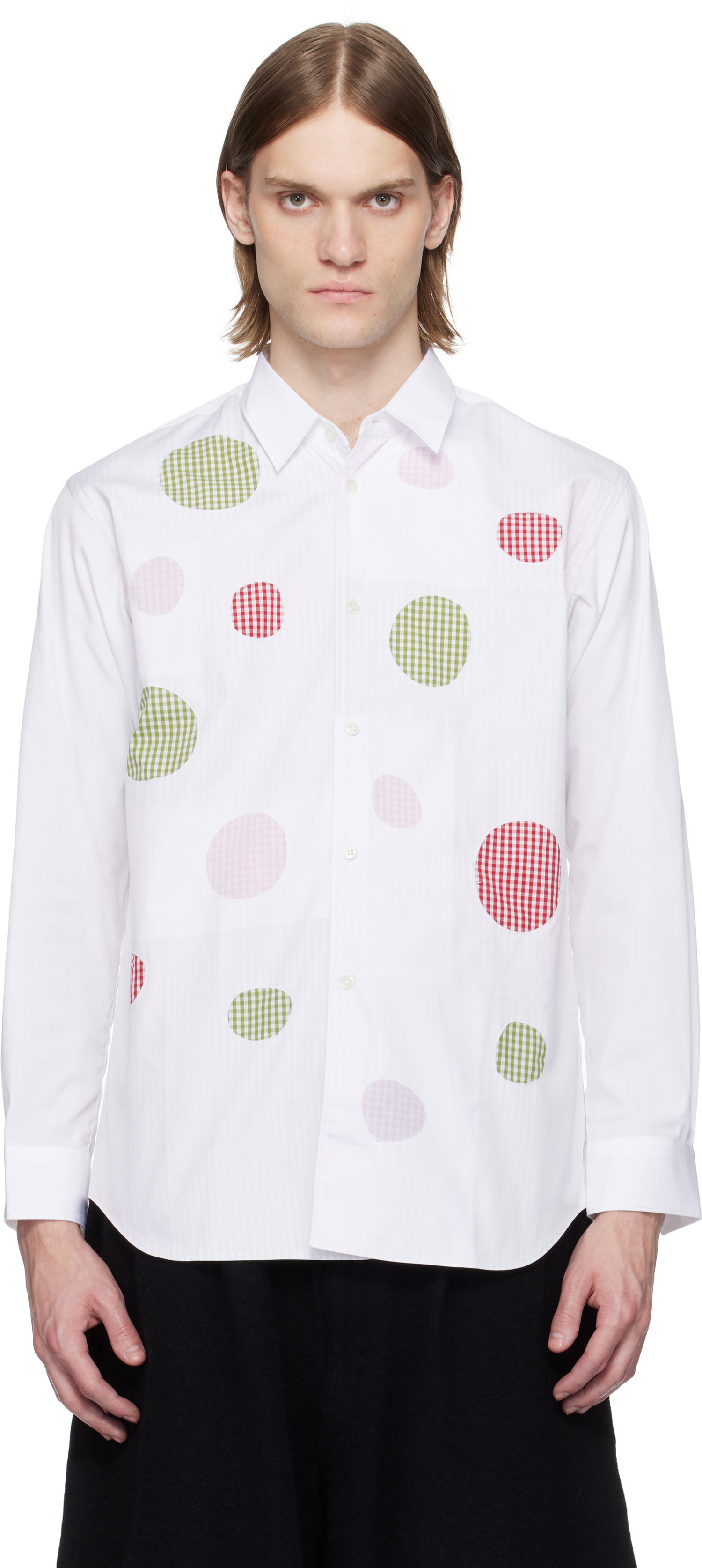 Košulja Comme des Garçons Comme des Garçons Cotton Poplin Check Appliqué Shirt Bijela | FO-B007-051, 0