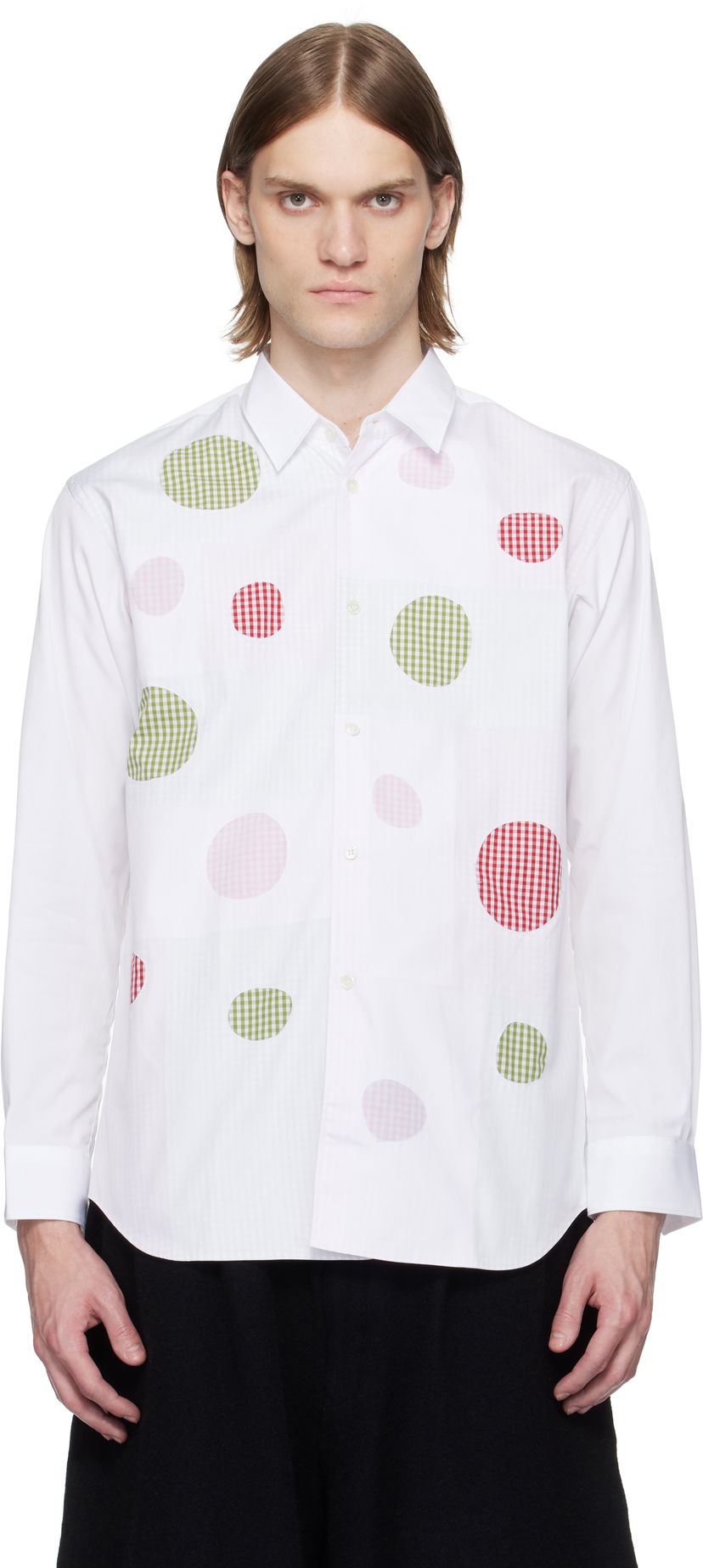 Košulja Comme des Garçons Comme des Garçons Cotton Poplin Check Appliqué Shirt Bijela | FO-B007-051