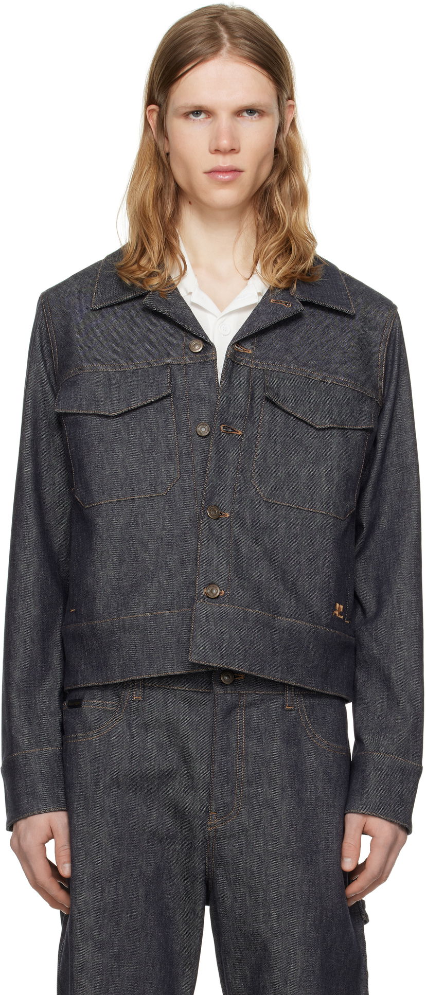 Jakna Courrèges Courrèges Utility Trucker Denim Jacket Plava | 125DBL250DE0035