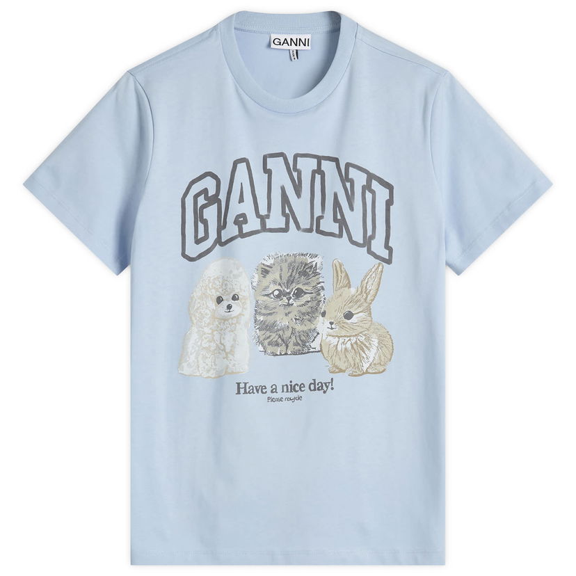 Majica kratkih rukava GANNI GANNI Women's Relaxed T-Shirt with Animal Print Plava | T4278-570