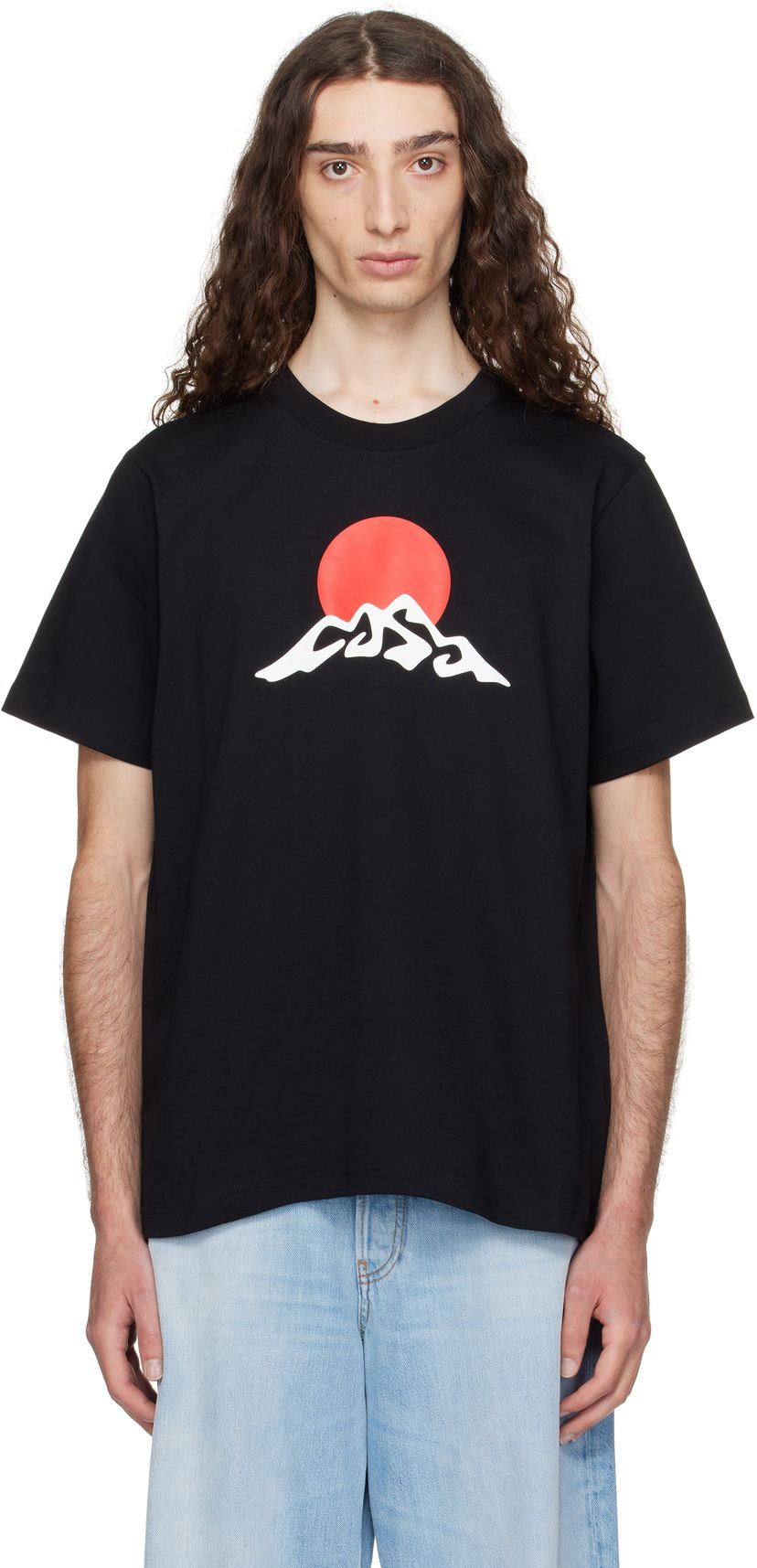 Majica kratkih rukava Casablanca Casablanca Montagne Snow Print T-Shirt Crna | MPF25-JTS-001-02