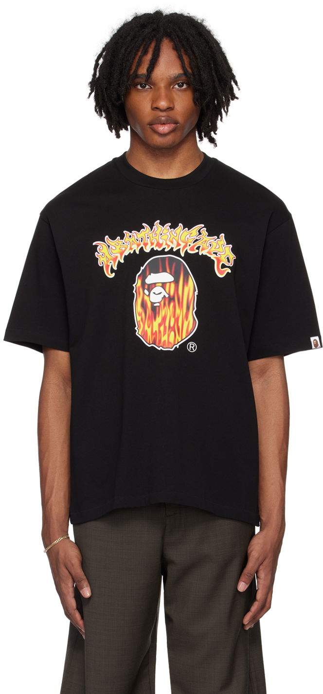 Majica kratkih rukava BAPE BAPE Black Mad Flame Ape Head T-Shirt Crna | 001TEK301320M