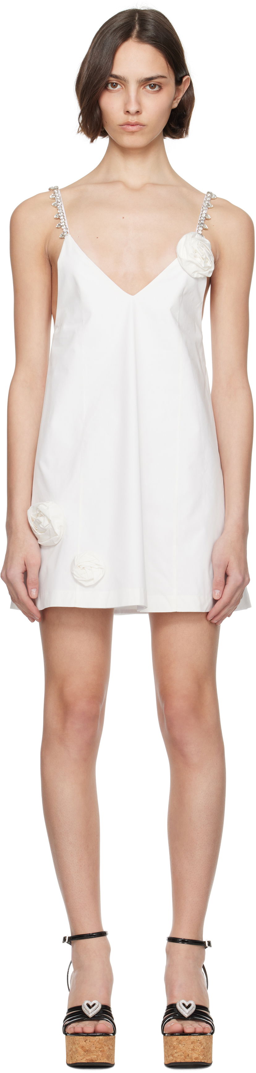 Haljina Area AREA Crystal Rosette Poplin Mini Dress Bijela | SS25AWDR0166FA01