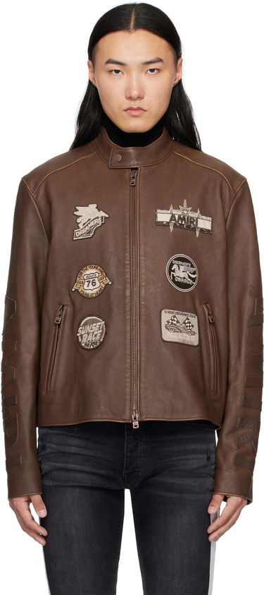 Bomber jakna AMIRI AMIRI Patch Racer Leather Jacket Smeđa | AMLTJT1021, 0