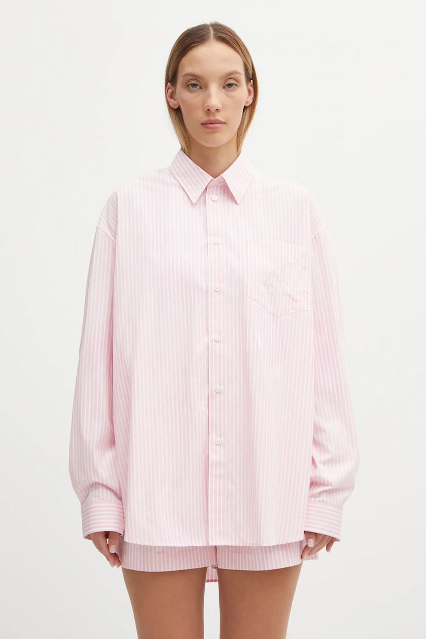 Košulja Sporty & Rich Sporty & Rich Eden Script Oversized Relaxed Cotton Shirt with Classic Collar Višebojno | SI00760673ST64