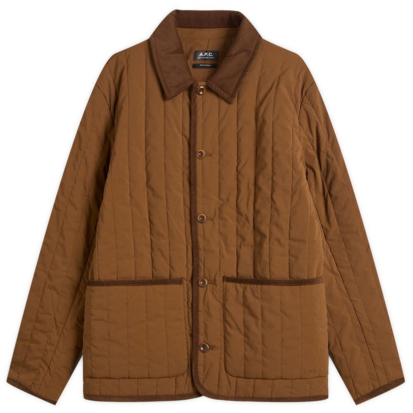 Jakna A.P.C. Men's Leone Technical Canvas Quilted Jacket, Size Small Smeđa | PAAGA-M32007-CAA