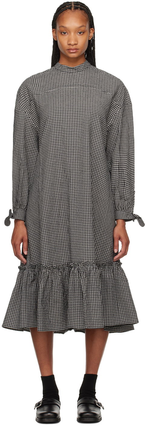 Haljina YMC YMC Rushmore Gingham Midi Dress Crna | Q1WAI