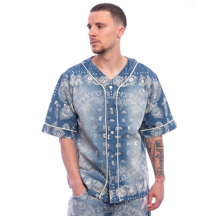Dres Karl Kani Kani Paisley Denim Baseball Jersey Plava | PD00005371