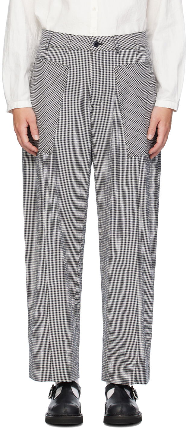 Hlače YMC YMC Peggy Gingham Check Trousers Plava | Q4WMI