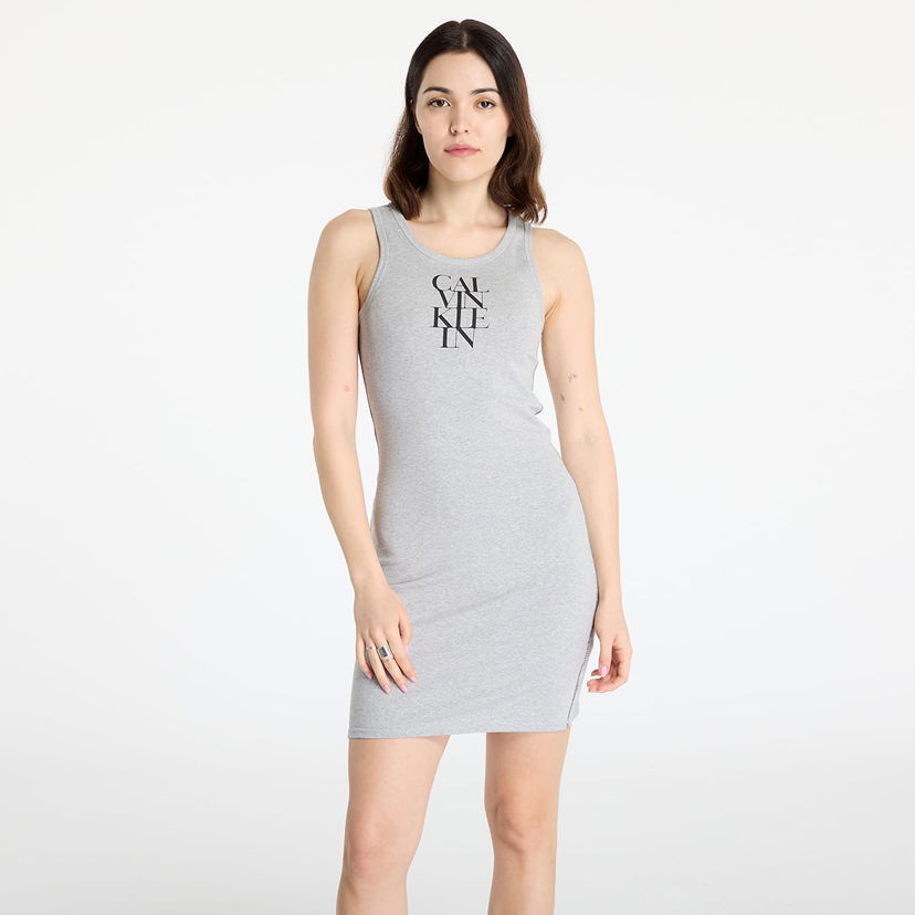 Haljina CALVIN KLEIN Calvin Klein Jeans Women's Cotton Rib Dress Siva | LV044C203G P79