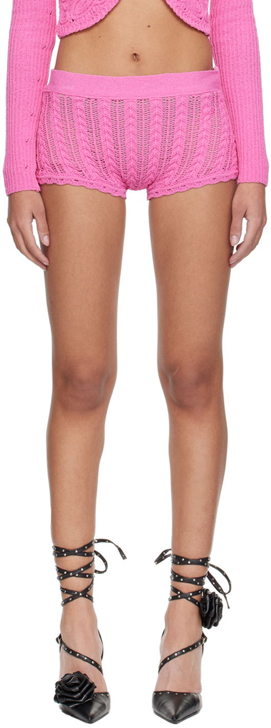 Kratke hlače Blumarine Scalloped Knit Shorts Ružičasta | P422P112A