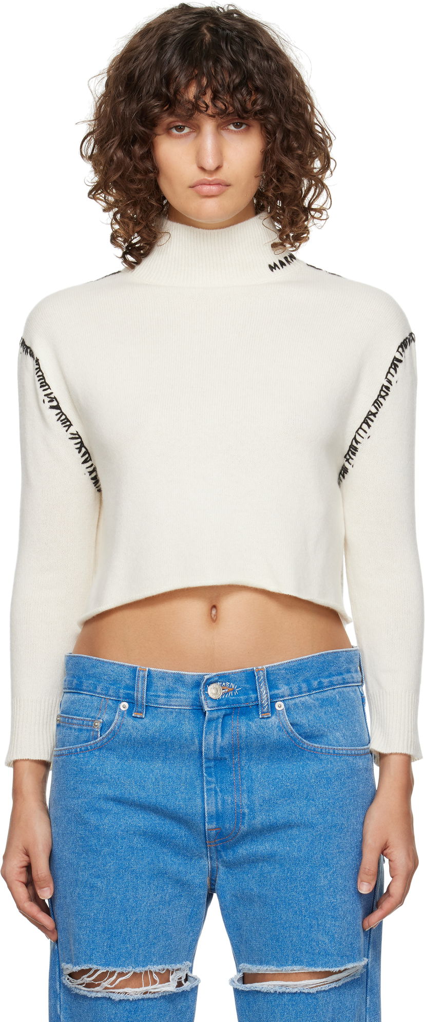 Džemper Marni Wool Cashmere Wrap Sweater Bijela | DVMD0174Q1 UFZ373