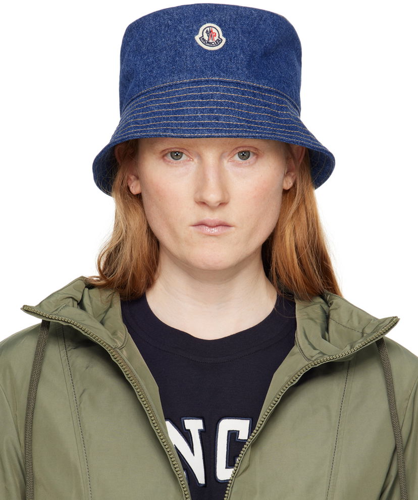 Šešir Moncler Patch Denim Bucket Hat Plava | J10933B00029M4206