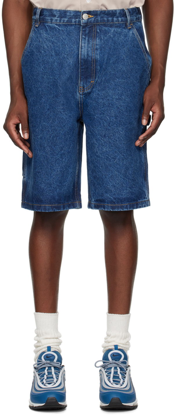 Kratke hlače BBC IceCream ICECREAM Embroidered-Logo Denim Shorts Plava | IC24254