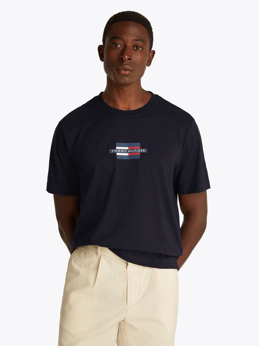 Majica kratkih rukava Tommy Hilfiger Tommy Hilfiger Flag Box T-Shirt Tamnoplava | MW0MW38636DW5