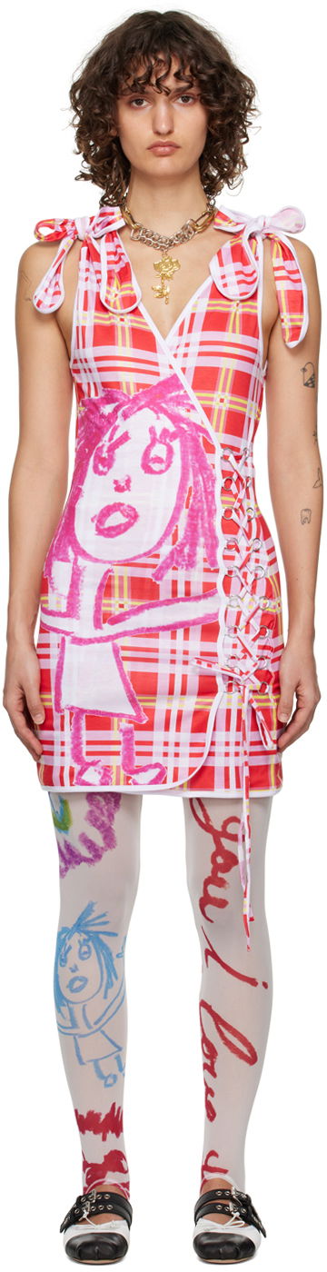 Haljina Chopova Lowena Chopova Lowena Knock Out Plaid Print Mini Dress Crvena | 1286